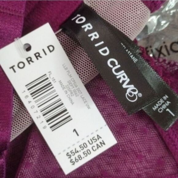Torrid Plum Caspia Dot Lace Longline Underwire Bra Plussize 1X NWT - Picture 7 of 8